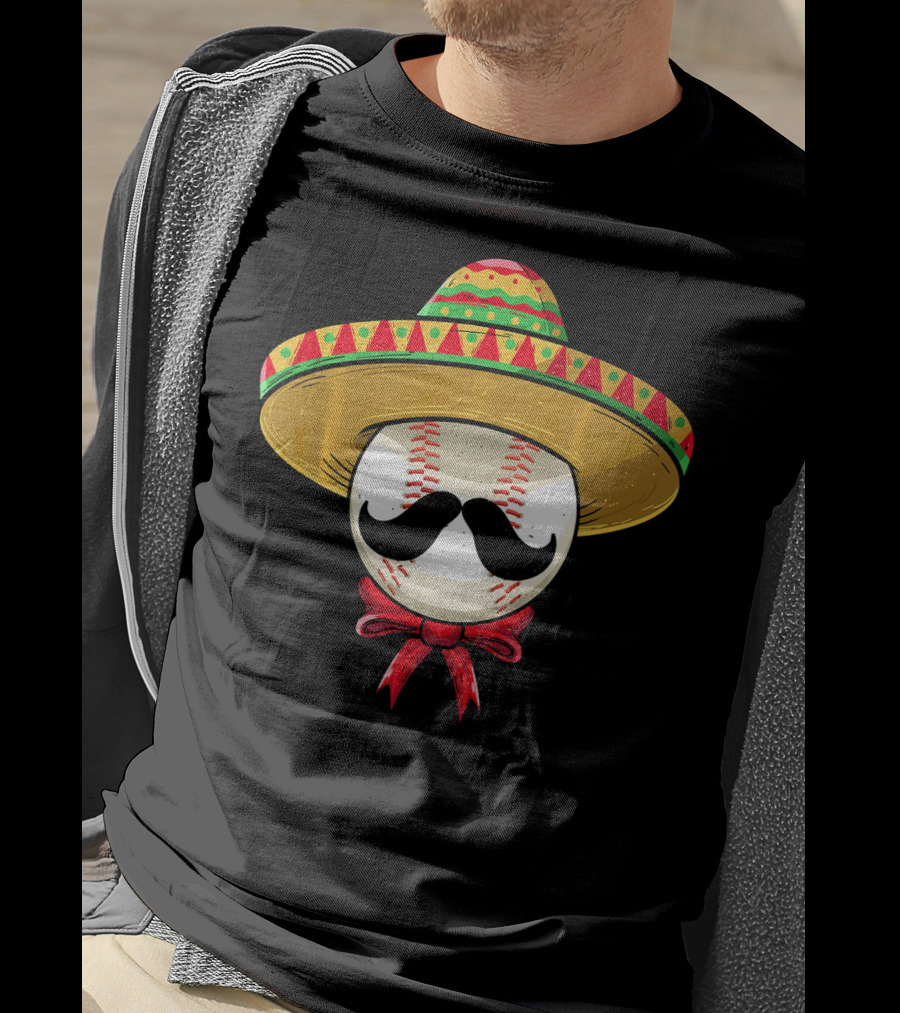 Cinco De Mayo Mexican Baseball Sombrero Mustache T-Shirt