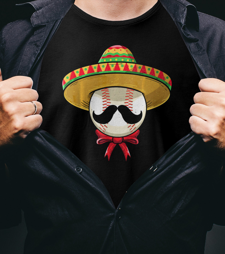 Cinco De Mayo Mexican Baseball Sombrero Mustache T-Shirt
