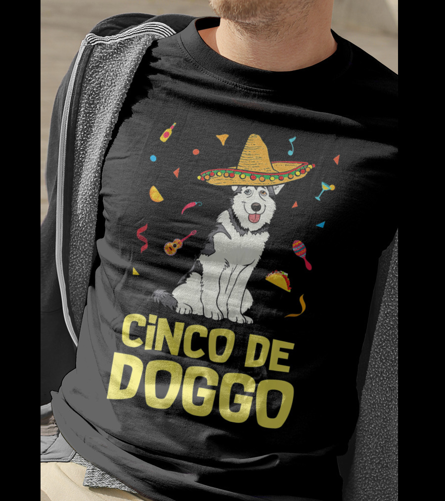 Cinco De Doggo Funny Taco Sombrero Husky T-Shirt