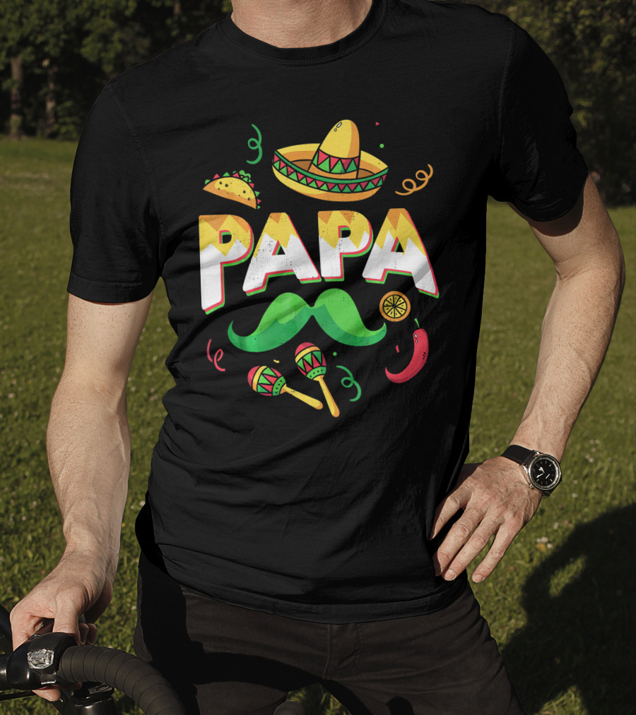 Cinco De Mayo Papa Sombrero Maracas Taco Lime Mustache Chili T-Shirt