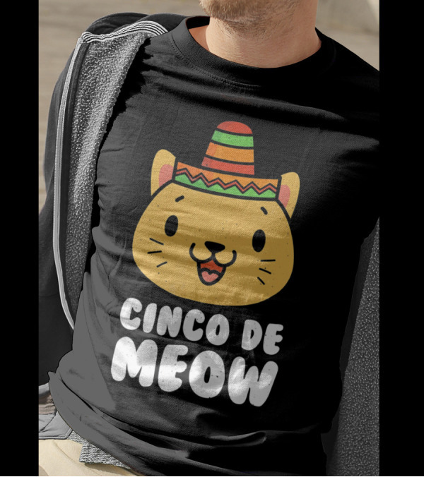 Cinco De Meow Funny Cat With Sombrero Cinco De Mayo T-Shirt