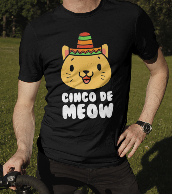 Cinco De Meow Funny Cat With Sombrero Cinco De Mayo T-Shirt