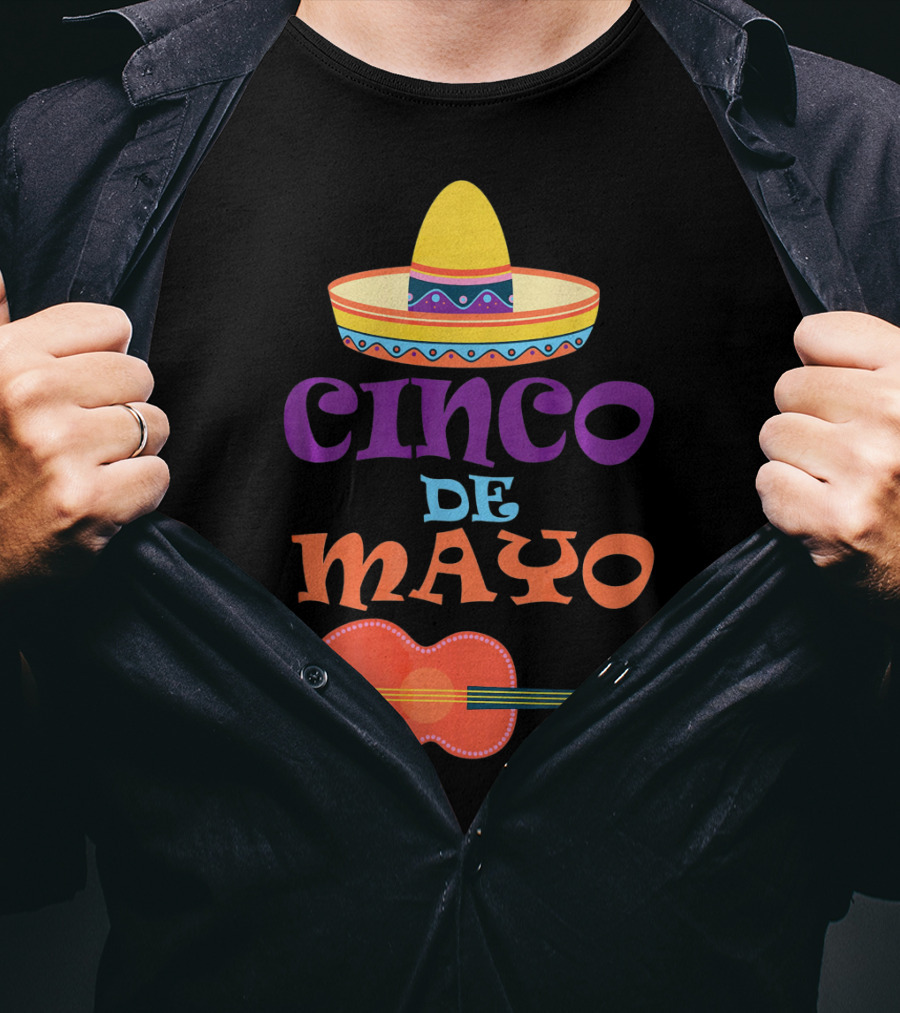Cinco De Mayo Fiesta Sombrero And Guitar T-Shirt
