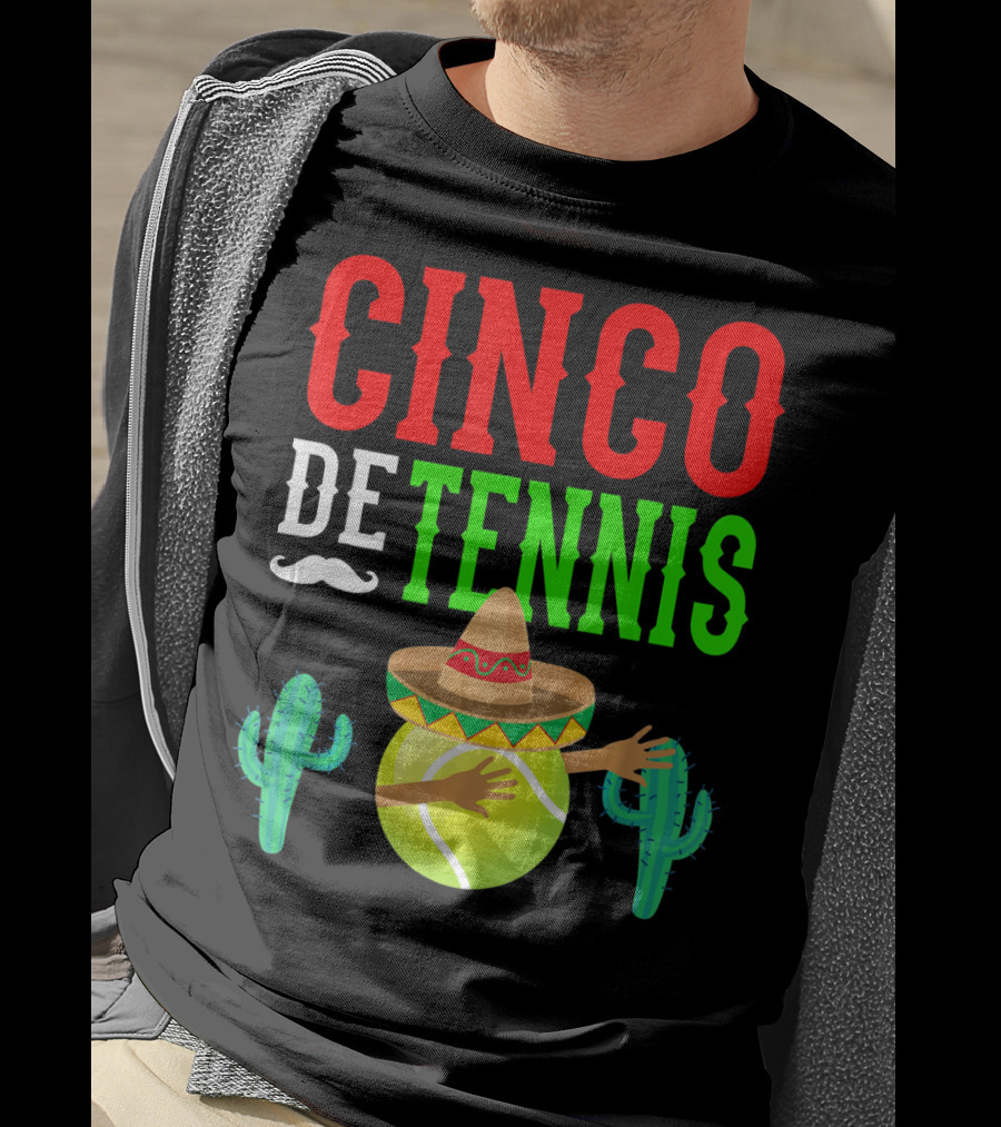 Cinco De Tennis Dabbing Sombrero Cactus T-Shirt
