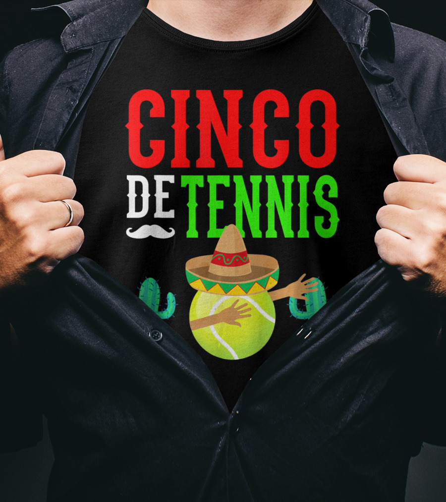 Cinco De Tennis Dabbing Sombrero Cactus T-Shirt