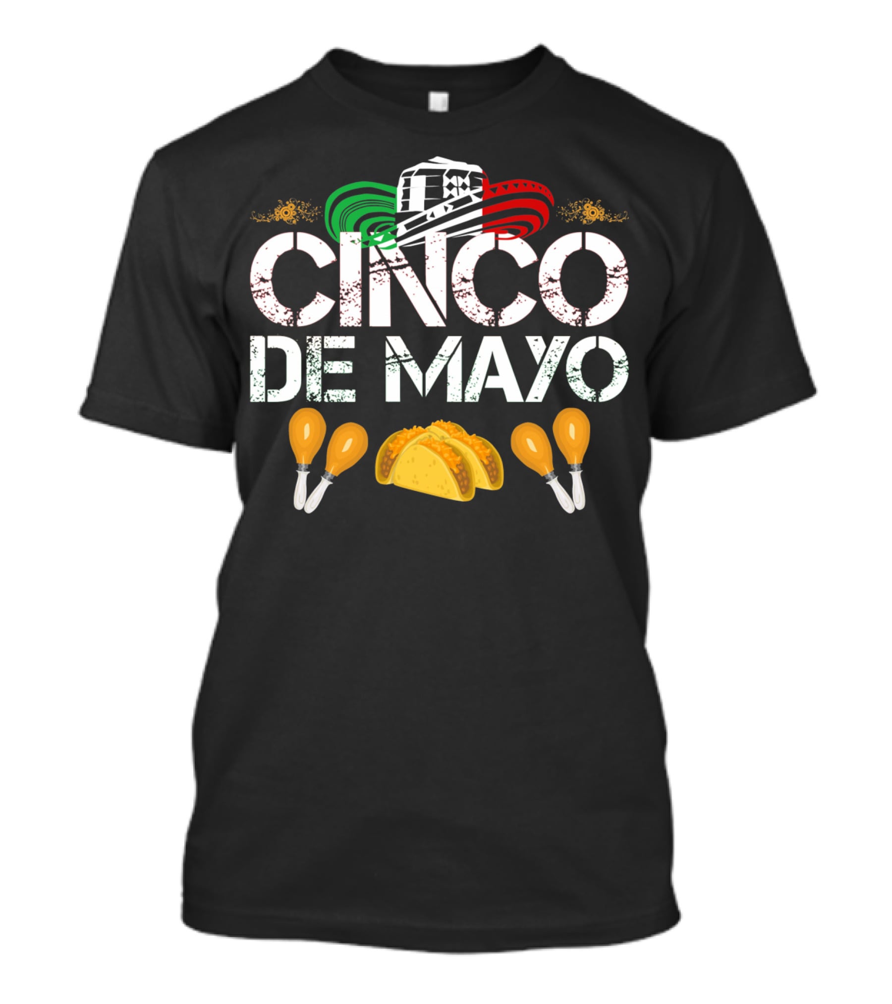 Cinco De Mayo Sombrero Tacos Maracas Fiesta T-Shirt