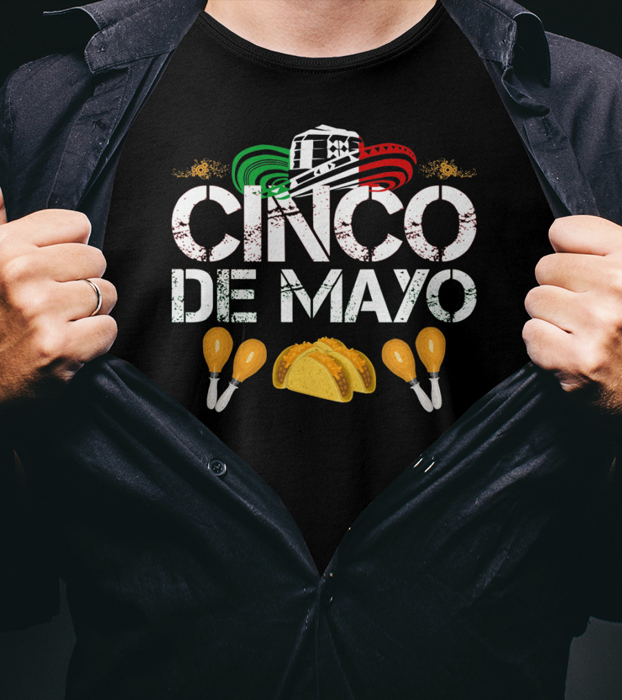 Cinco De Mayo Sombrero Tacos Maracas Fiesta T-Shirt