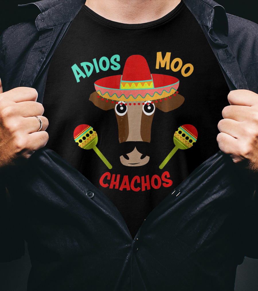 Adios Moo Chachos Funny Cow Cinco De Mayo T-Shirt