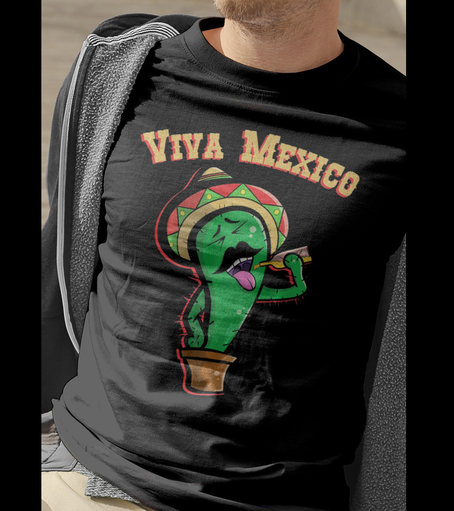 Viva Mexico Cactus Mustache Sombrero T-Shirt