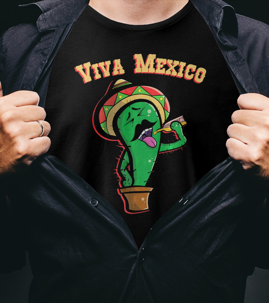 Viva Mexico Cactus Mustache Sombrero T-Shirt