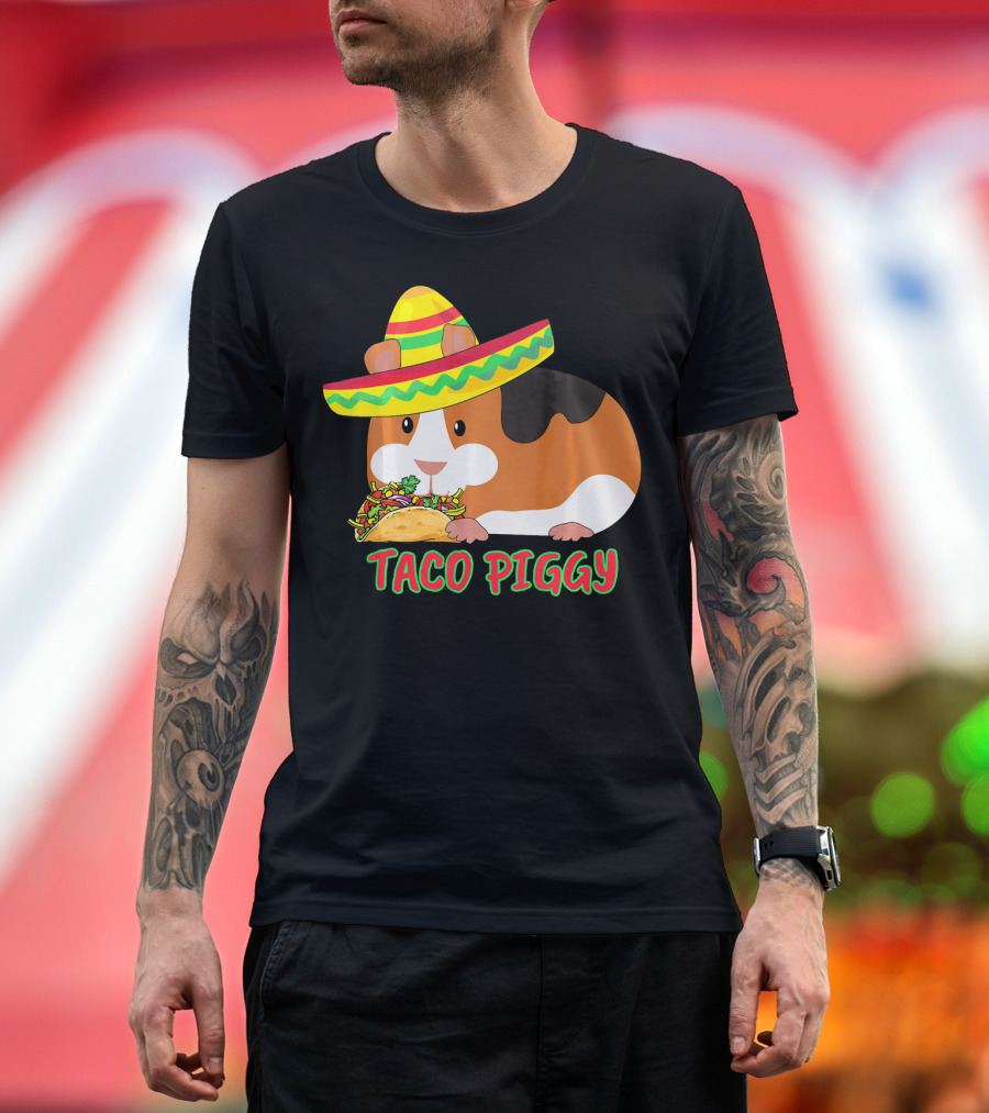 Cinco de Mayo Taco Piggy Guinea Pig with Sombrero T-Shirt