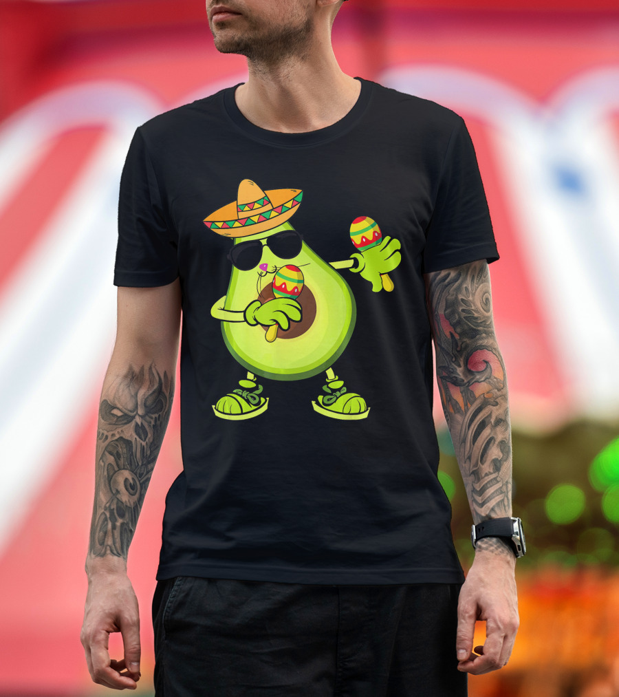 Dancing Avocado with Sombrero and Maracas T-Shirt