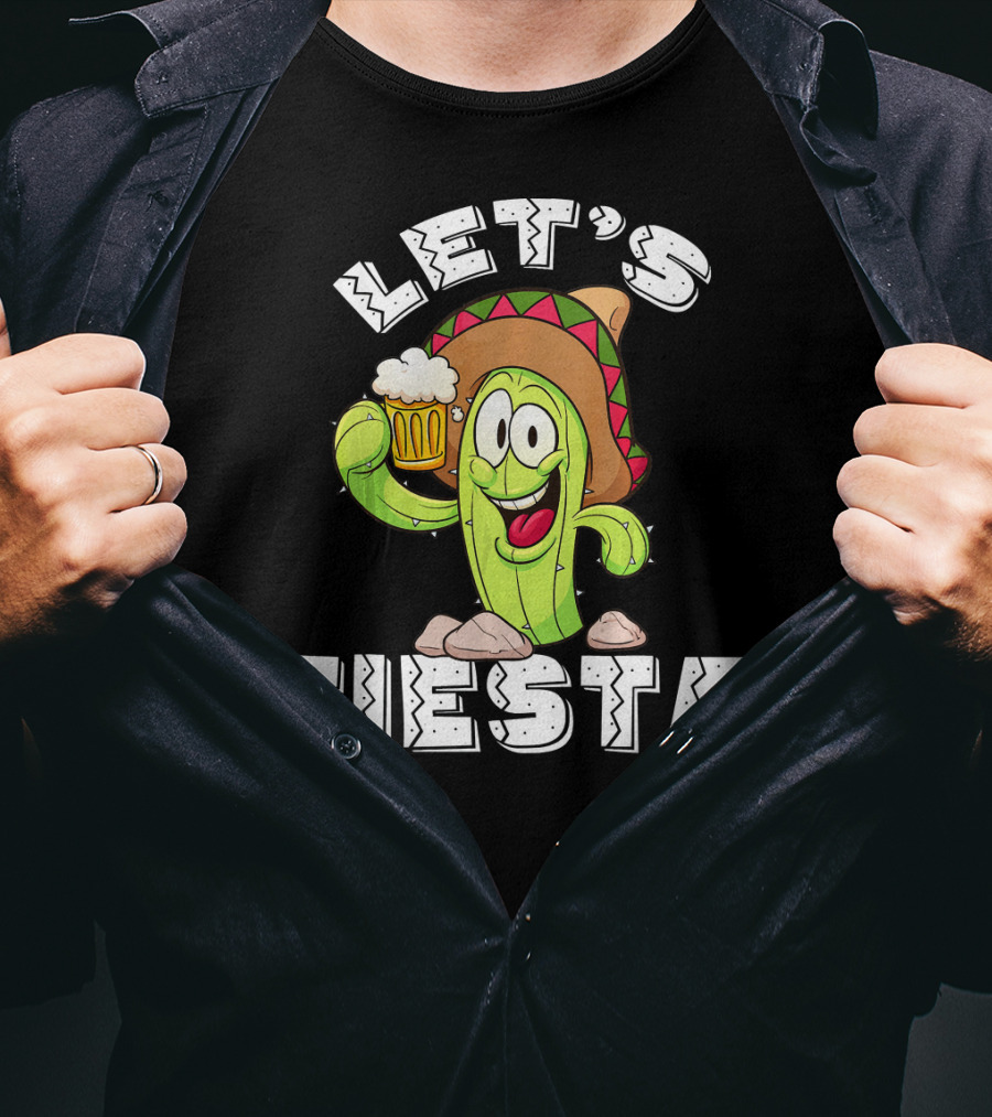 Let's Fiesta Cactus Sombrero Beer T-Shirt