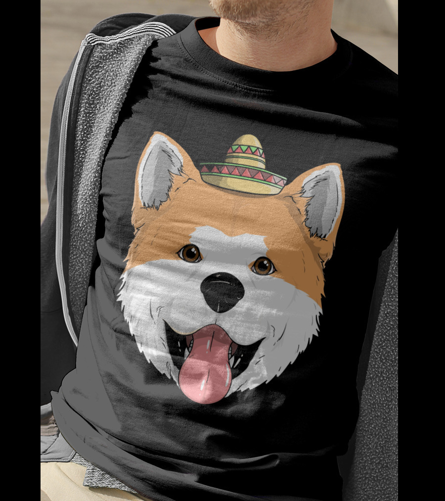 Akita Dog Sombrero Cinco De Mayo Fiesta T-Shirt