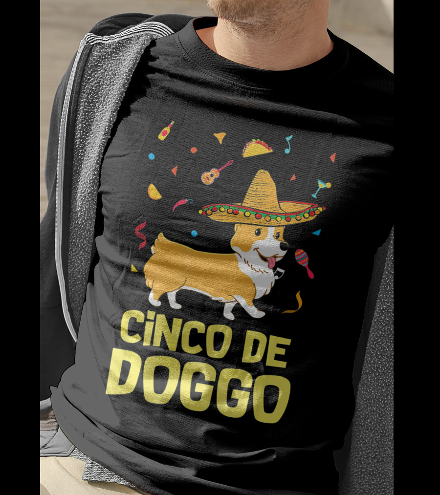 Cinco De Doggo Funny Taco Sombrero Corgi T-Shirt
