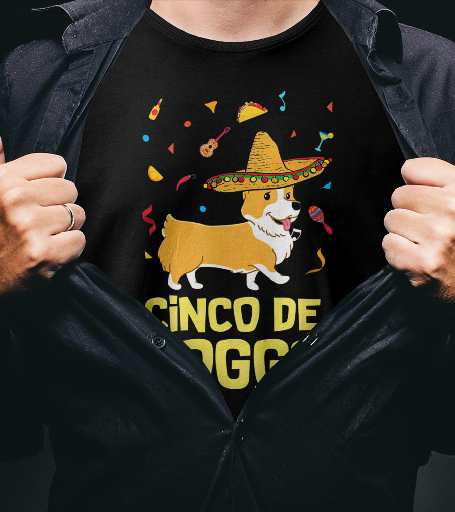 Cinco De Doggo Funny Taco Sombrero Corgi T-Shirt