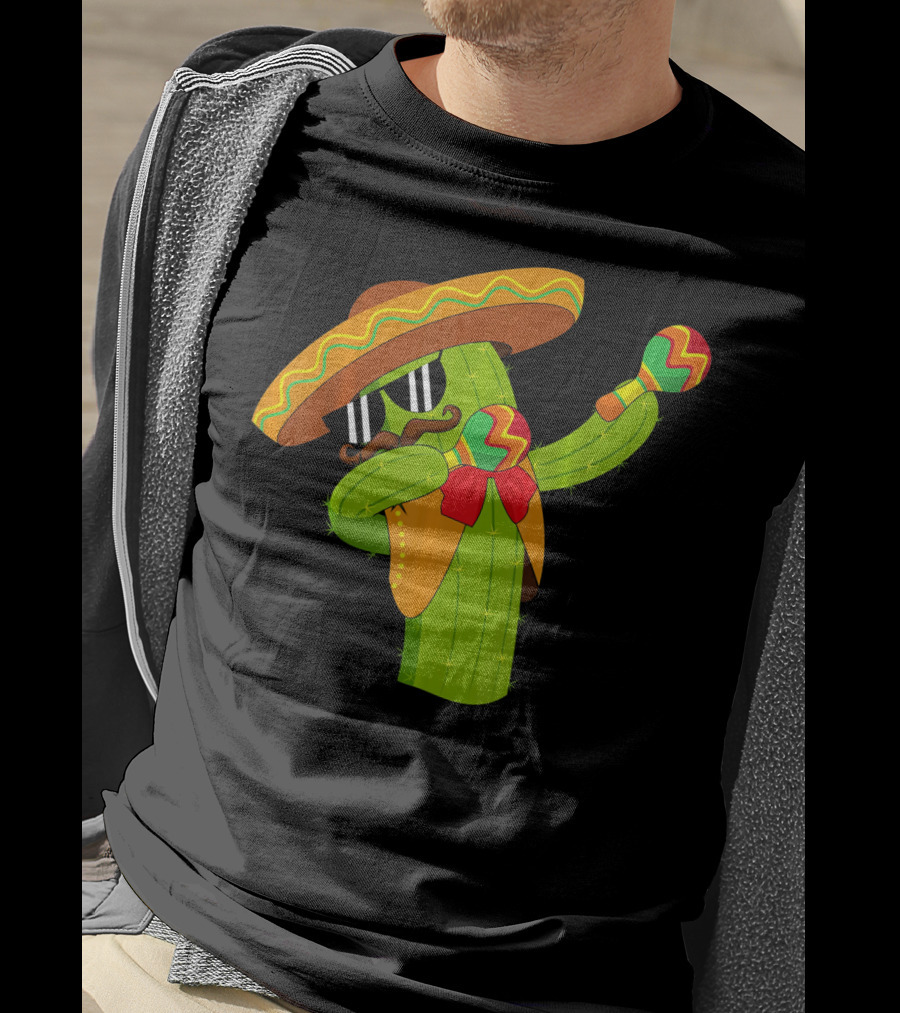 Cinco De Mayo Dabbing Cactus Sombrero Maracas T-Shirt