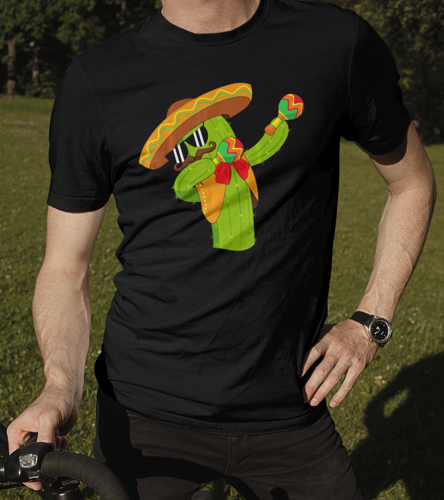 Cinco De Mayo Dabbing Cactus Sombrero Maracas T-Shirt