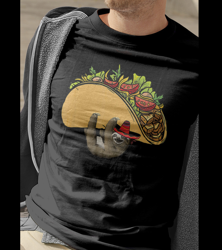 Cinco De Mayo Sloth Sombrero Taco Fiesta T-Shirt