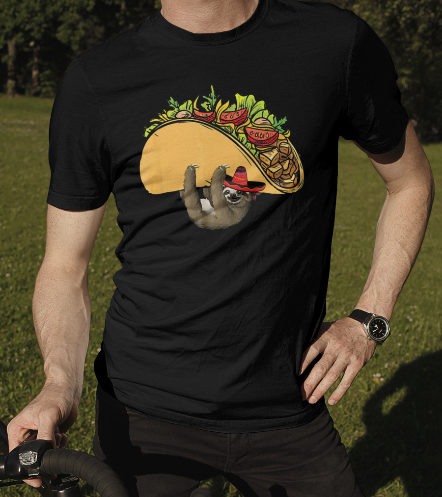 Cinco De Mayo Sloth Sombrero Taco Fiesta T-Shirt