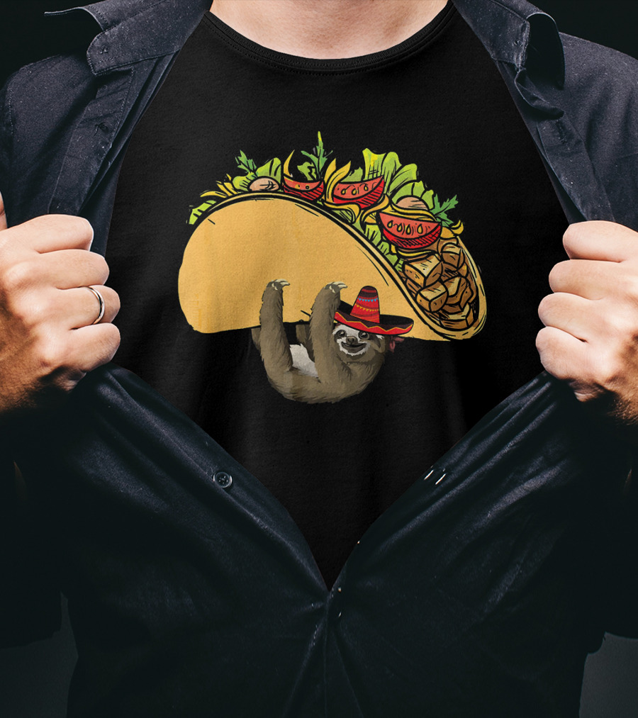 Cinco De Mayo Sloth Sombrero Taco Fiesta T-Shirt