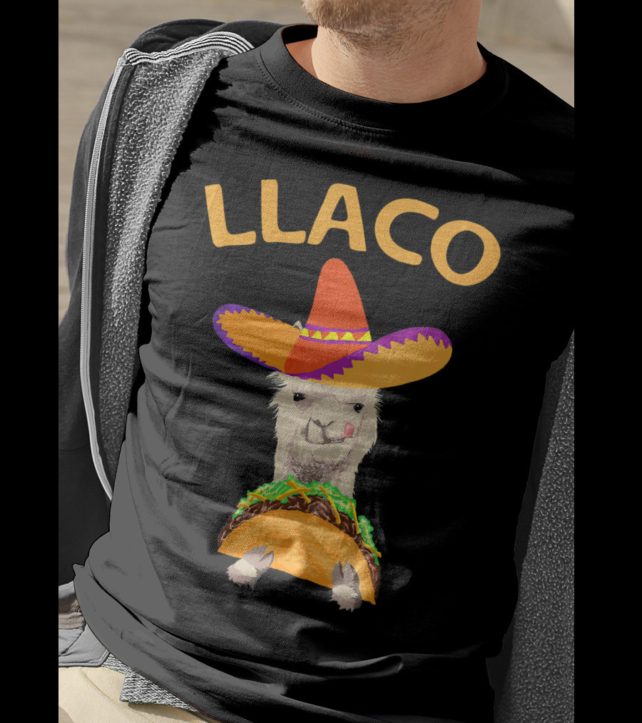 LLACO Llama Taco Sombrero Funny Cinco De Mayo T-Shirt