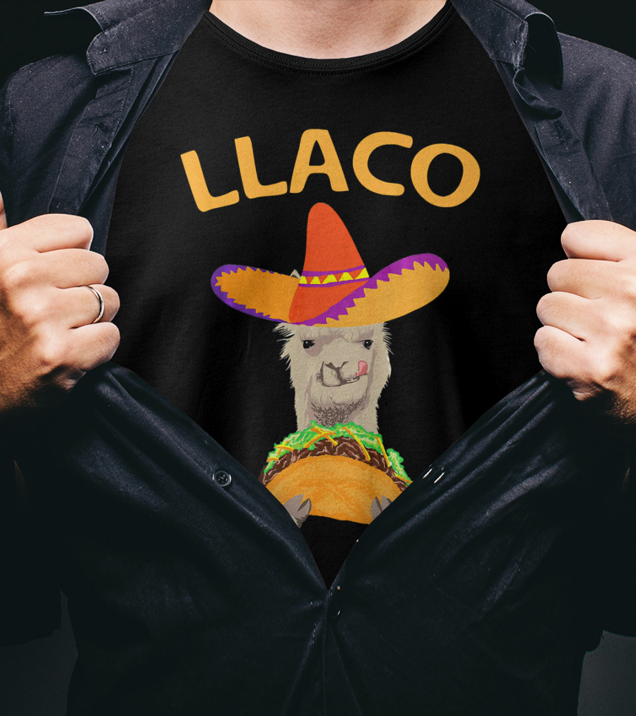 LLACO Llama Taco Sombrero Funny Cinco De Mayo T-Shirt