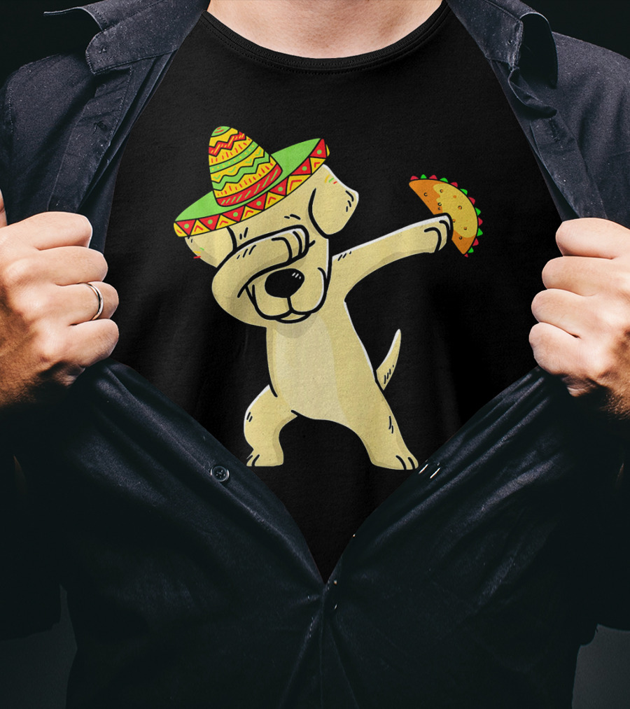 Labrador Retriever Dabbing With Taco And Sombrero T-Shirt