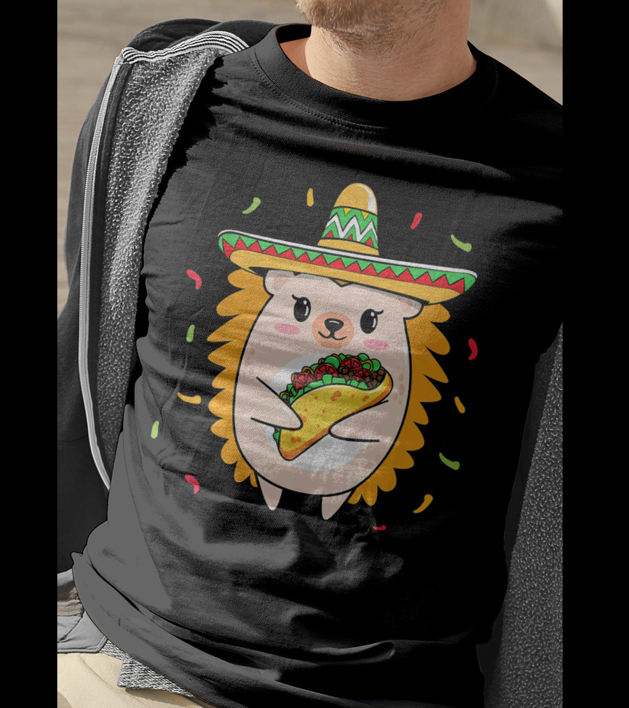 Hedgehog Sombrero Taco Cinco De Mayo Mom Hedgie T-Shirt