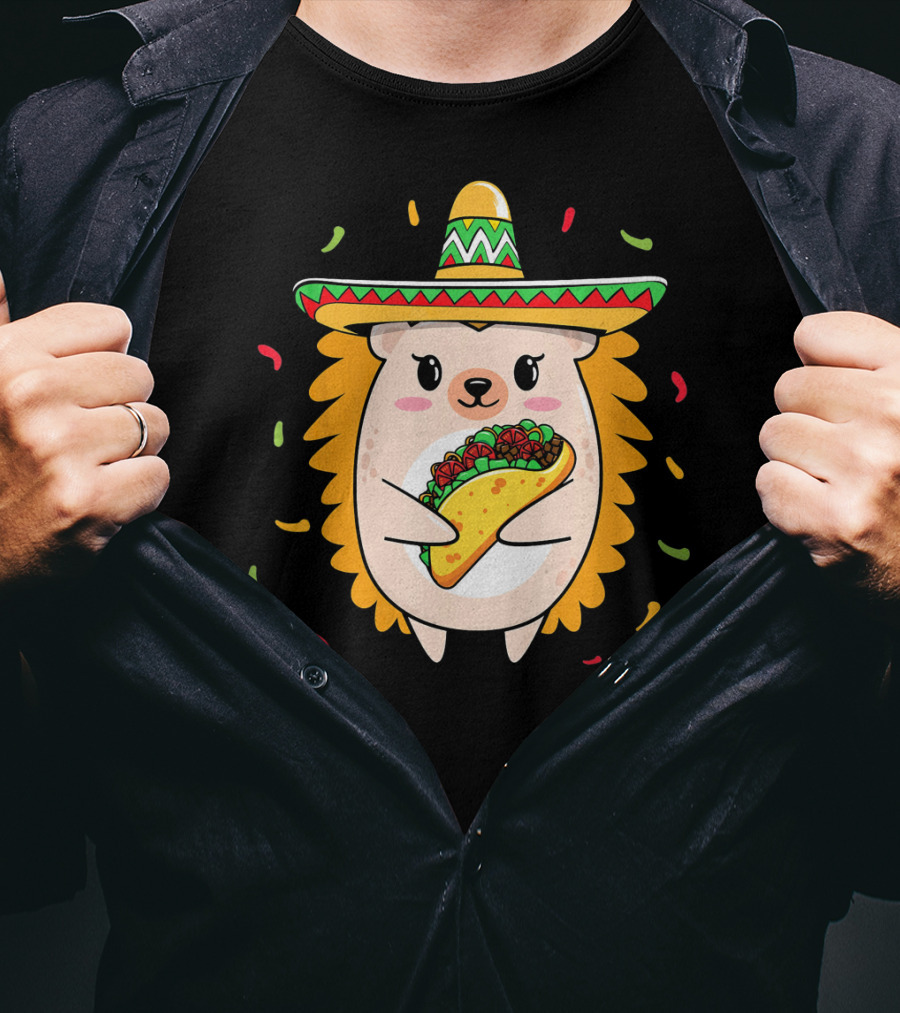 Hedgehog Sombrero Taco Cinco De Mayo Mom Hedgie T-Shirt