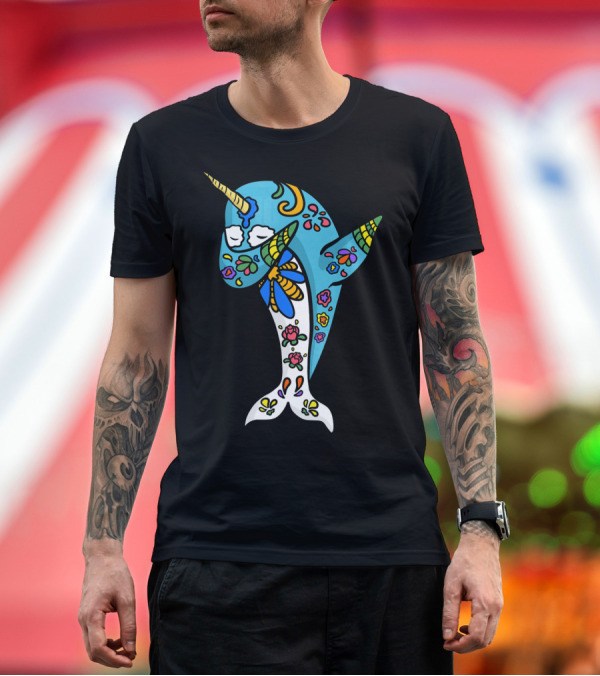 Premium T-Shirt: Cinco De Mayo Sugar Skull Narwhal Floral T-Shirt Cinco De Mayo Sugar Skull Narwhal Floral T-Shirt