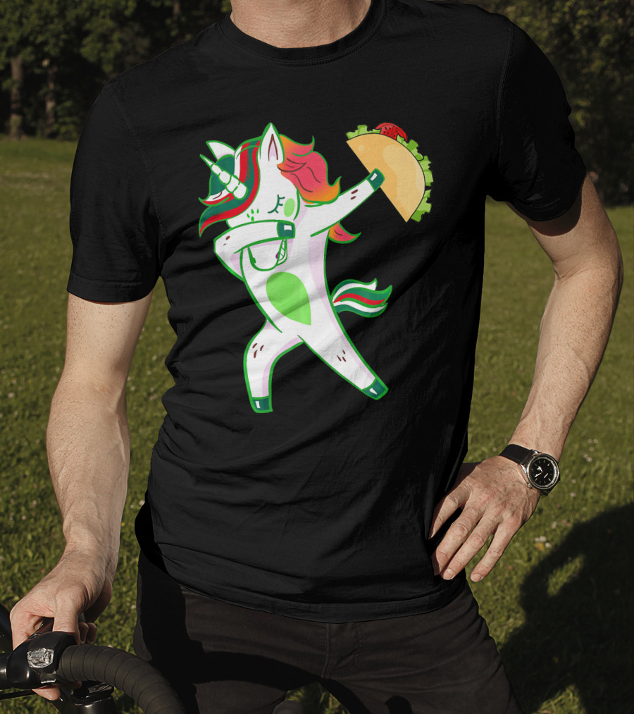 Unicorn Dabbing With Taco And Food Fun T-Shirt