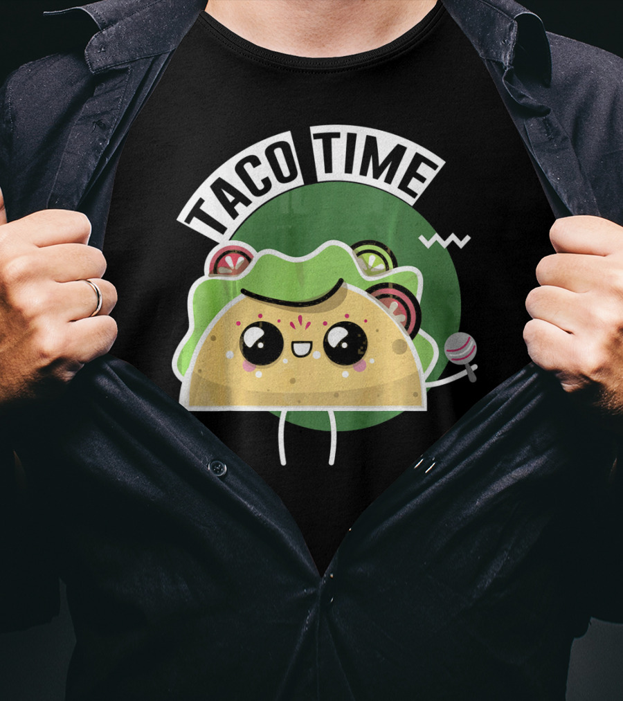Taco Time Cinco De Mayo Me Food Cartoon Fiesta T-Shirt