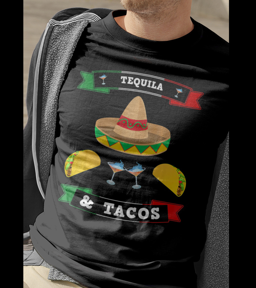 Tequila And Tacos Sombrero Margaritas Cinco De Mayo Mexi T-Shirt