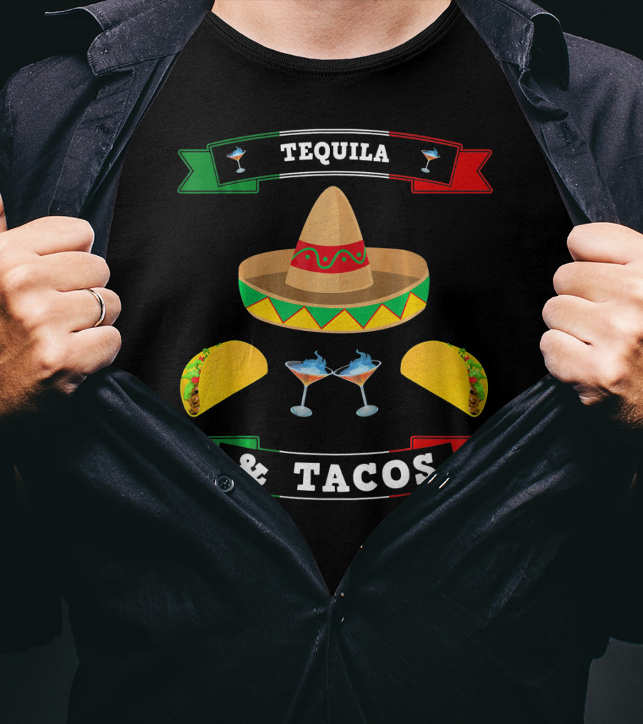 Tequila And Tacos Sombrero Margaritas Cinco De Mayo Mexi T-Shirt