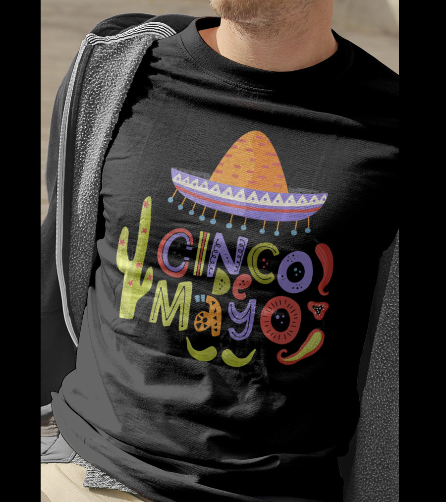 Cinco De Mayo Sombrero Fiesta With Cactus And Chiles T-Shirt
