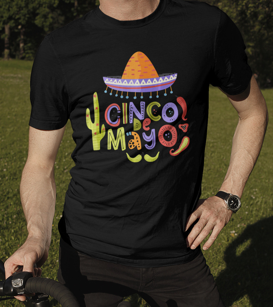 Cinco De Mayo Sombrero Fiesta With Cactus And Chiles T-Shirt