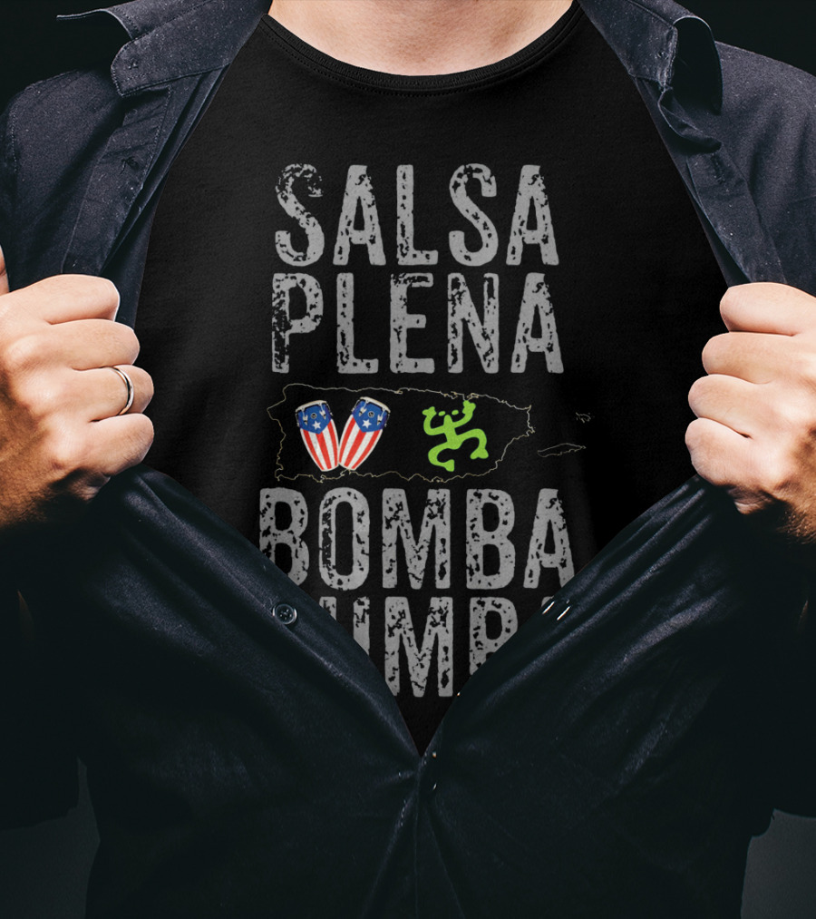 Salsa Plena Bomba Rumba Puerto Rico Map Drums Dance T-Shirt
