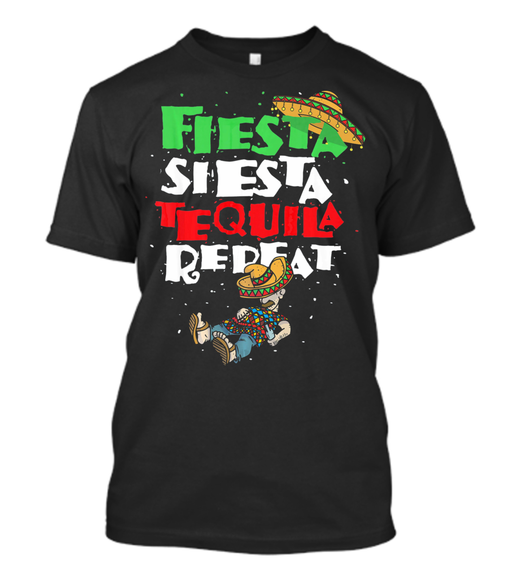 Fiesta Siesta Tequila Repeat Sombrero T-Shirt