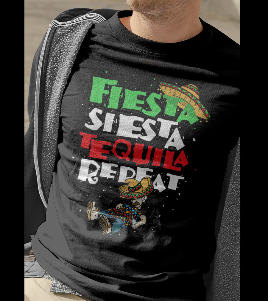 Fiesta Siesta Tequila Repeat Sombrero T-Shirt