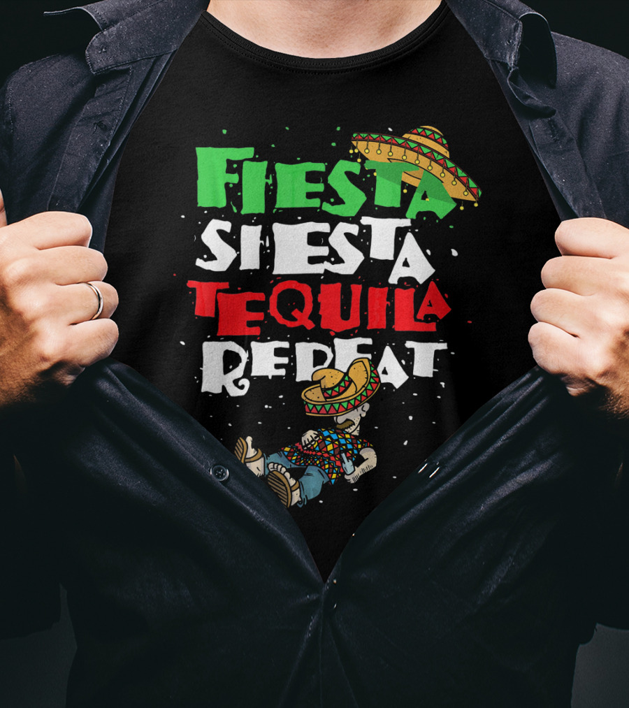 Fiesta Siesta Tequila Repeat Sombrero T-Shirt