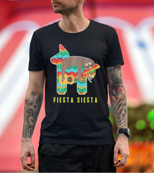 Premium T-Shirt: Fiesta Siesta Pinata Sloth Sombrero Guitarra T-Shirt Fiesta Siesta Pinata Sloth Sombrero Guitarra T-Shirt