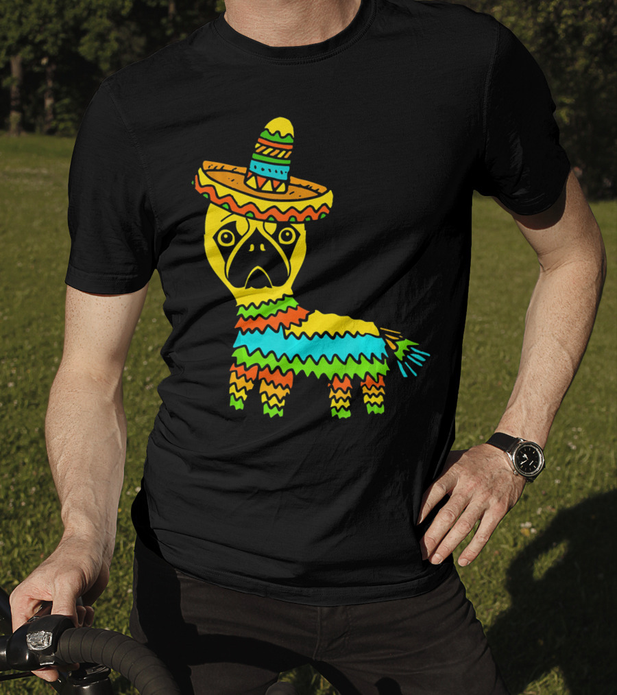 Cinco De Mayo Pug Pinata Wearing Sombrero T-Shirt