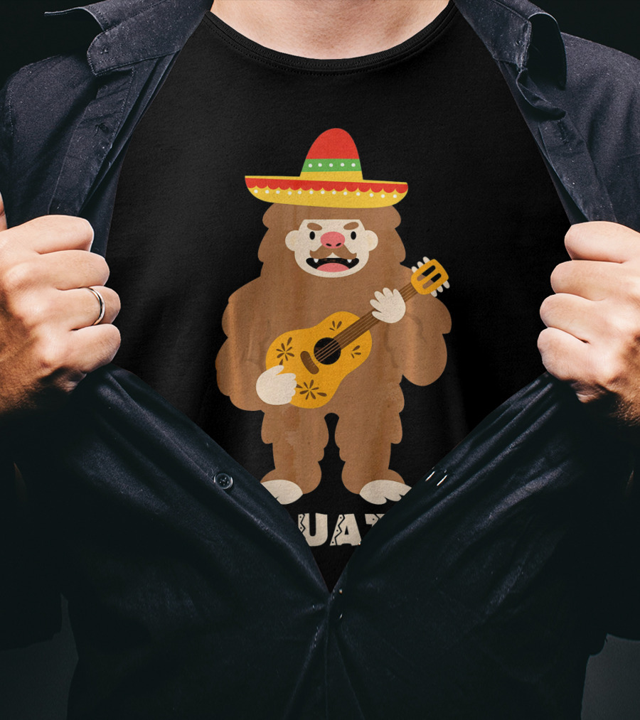 El Squatcho Sasquatch Funny Mexican Cinco Mariachi Sombrero Guitar T-Shirt