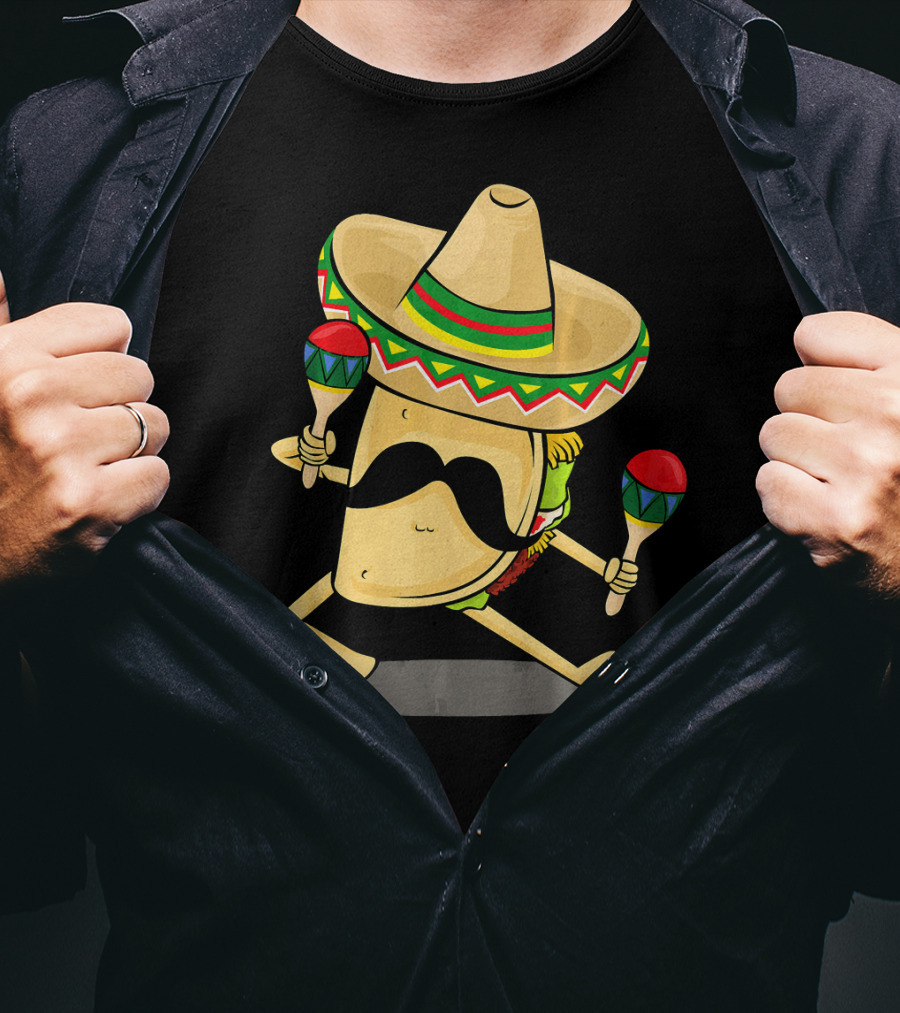 Cinco De Mayo Funny Taco Dancing Sombrero With Maracas T-Shirt