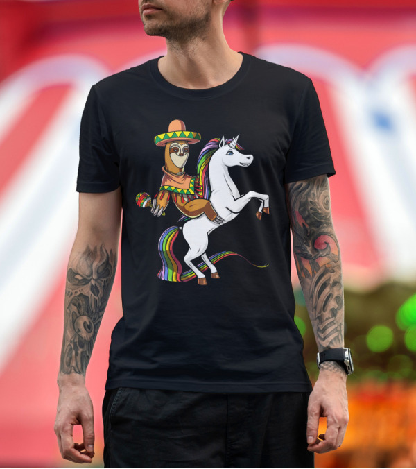 Premium T-Shirt: Mexican Sloth Riding Unicorn Cinco de Mayo T-Shirt Mexican Sloth Riding Unicorn Cinco de Mayo T-Shirt