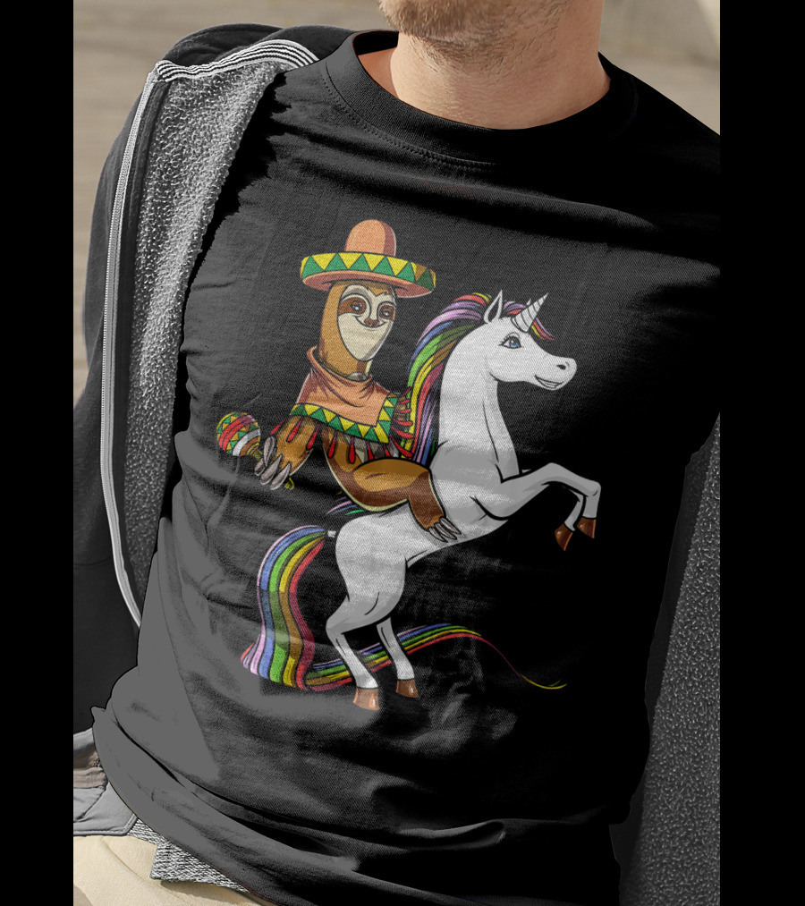 Mexican Sloth Riding Unicorn Cinco De Mayo T-Shirt