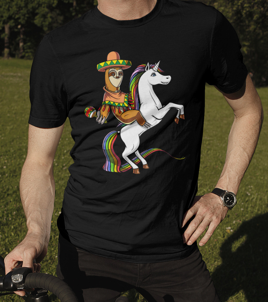 Mexican Sloth Riding Unicorn Cinco De Mayo T-Shirt