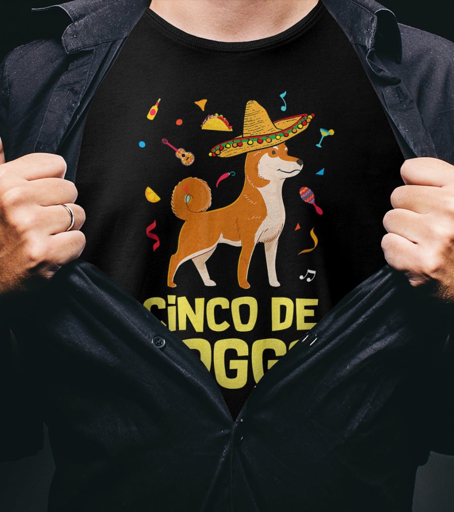 Funny Taco Sombrero Shiba Inu Doggo Cinco De Doggo T-Shirt