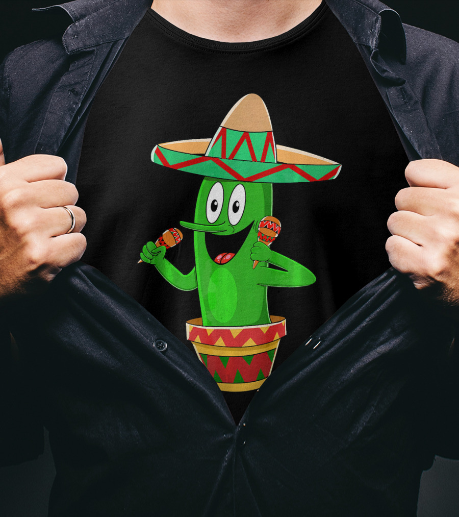Fiesta Cactus Arriba Sombrero Maracas Cinco De Mayo T-Shirt